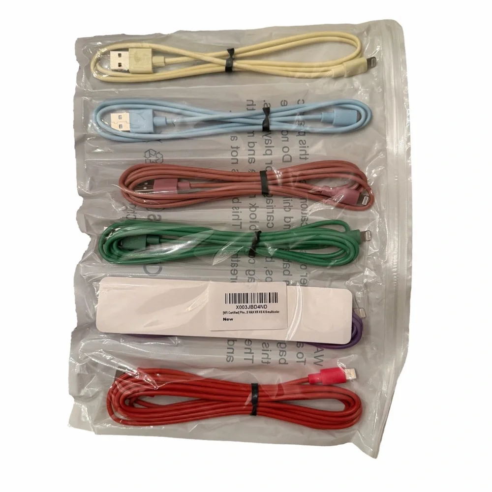 Set of 6 Colorful USB to Lightning Charging Cables – Assorted Colors